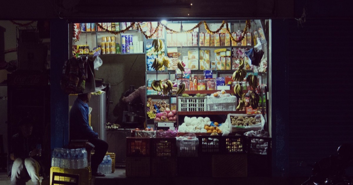 Kirana grocery store owner using billing software