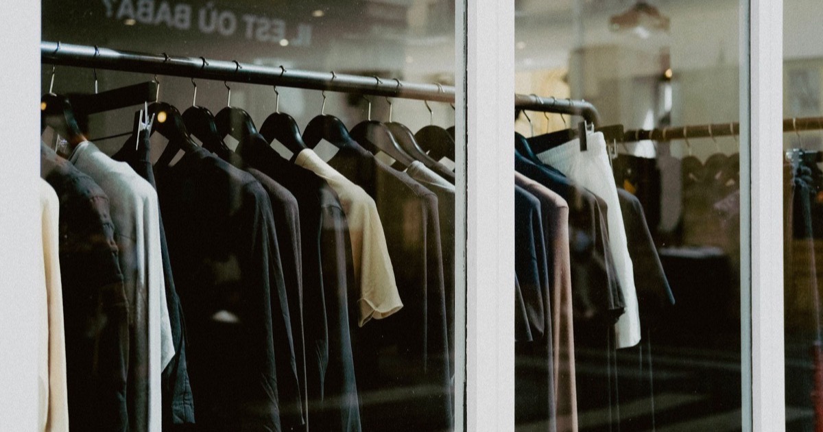 Readymade garment shop with organised size and colour stock